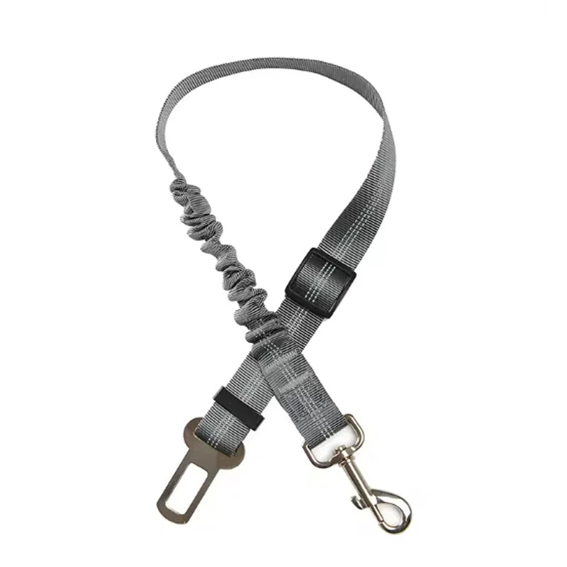 High-Grade Adjustable Dog Car Safety Belt — Shock-Absorbing Damping Strap with Reflective Trim, Universal Fit