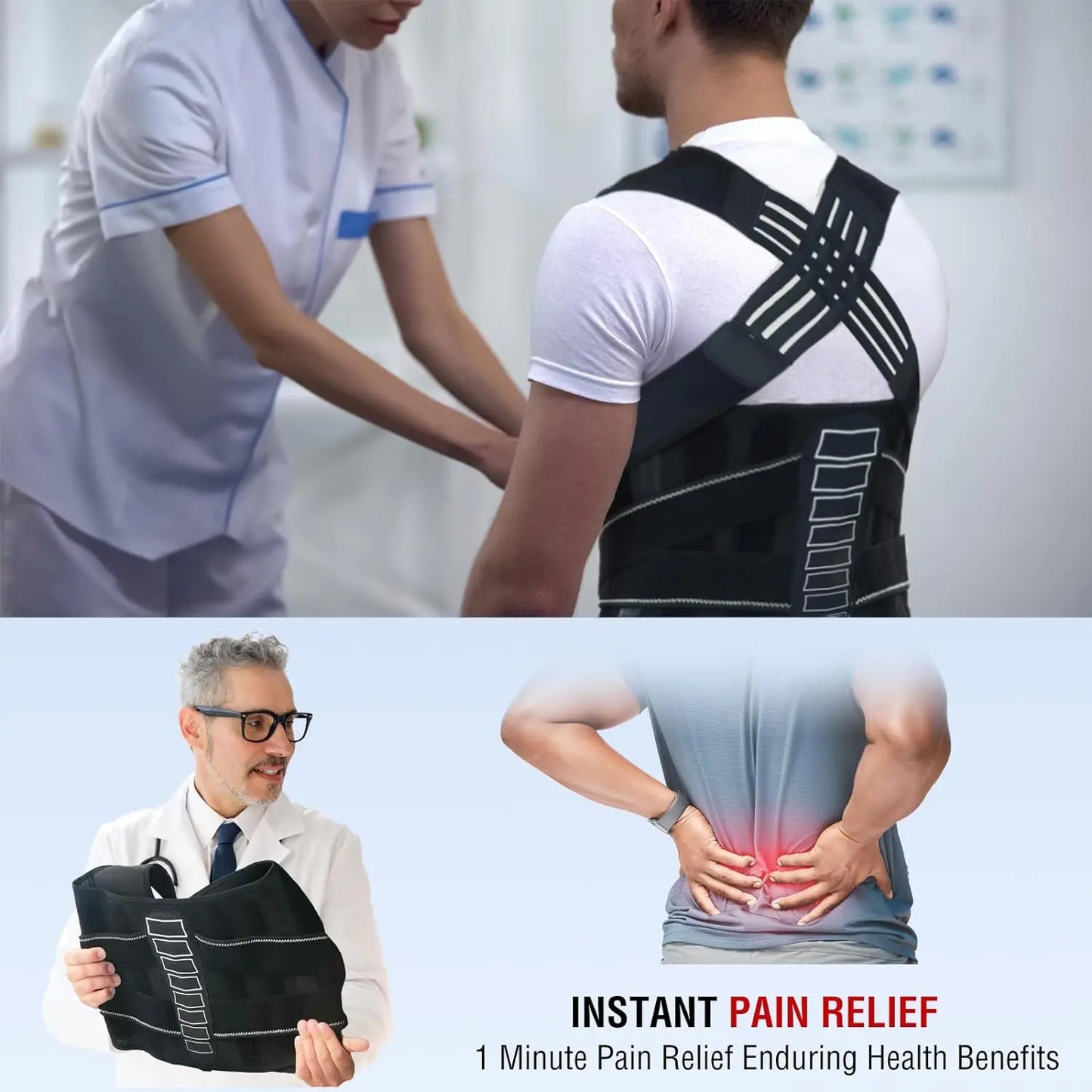 Posture Corrector for Men & Women — Adjustable Shoulder Brace & Back Straightener for Middle & Upper Spine Support