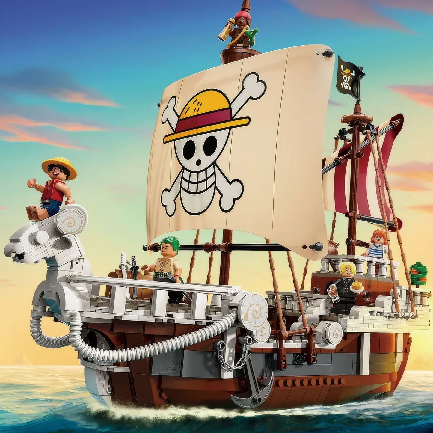 FIT 75639 One Piece Merry Boat Luffy Building Blocks Toy – Model Bricks Set for Kids’ Birthday & Christmas Gifts