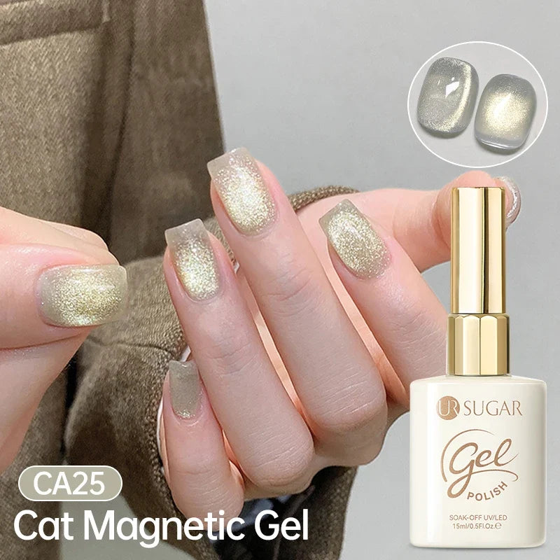 UR SUGAR Jelly Pink Cat Magnetic Gel Nail Polish 15ml - Glitter Ice Effect Soak Off UV LED Semi-Permanent Manicure Gel