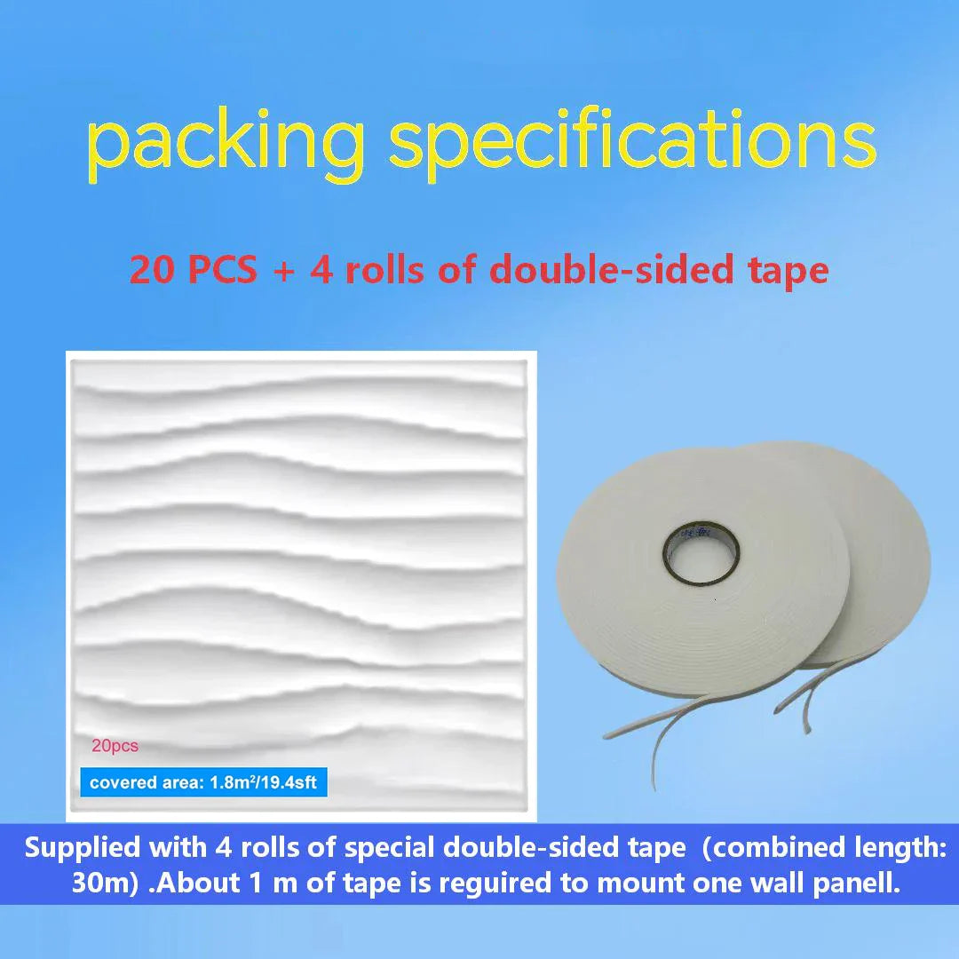 20PCS 3D Wall Panels 30x30cm Decorative Wall Tiles – Modern Peel & Stick Wall Decor for Living Room, Bedroom, Office & Hotel