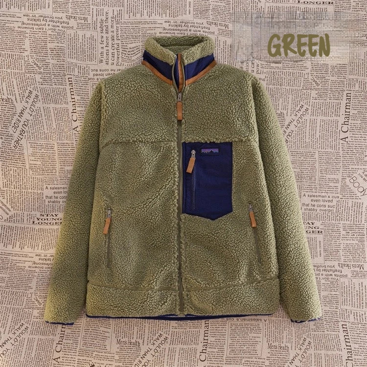 Motorcycle Outdoor Wool Jacket – Unisex Double-Sided Thick Plush Rider Suit, Windproof & Warm Lambing Wool Fashion Jacket