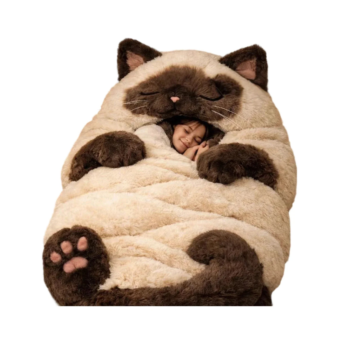 190x80cm Plush Animal Sleeping Bag for Adults – Soft Envelope Slumber Sack with Cat, Frog, Shark & Rabbit Designs for Home & Travel