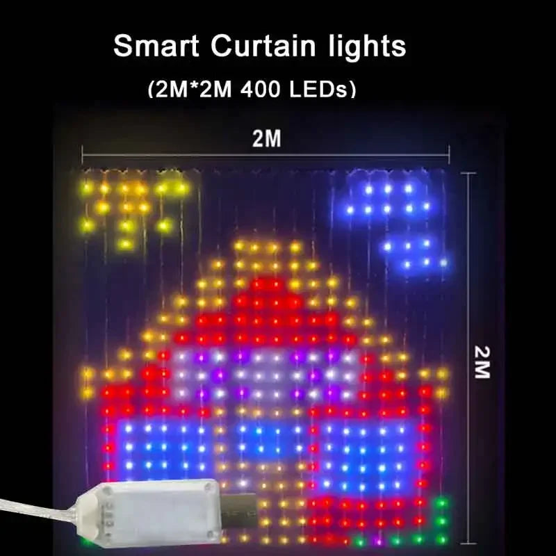 400-LED Smart Curtain Lights RGB Bluetooth App Fairy String Lights for Bedroom & Window Decoration