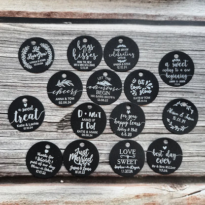BY49 35mm Kraft & Black Paper Labels – Customizable Name & Date Wedding Decoration Stickers