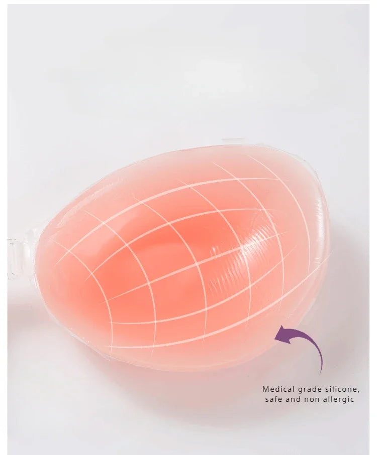Silicone Invisible Push-Up Bra – Backless Strapless Breast Enhancer, Sticky Adhesive for Women, Perfect for Wedding & Bikini