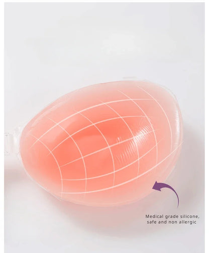 Silicone Invisible Push-Up Bra – Backless Strapless Breast Enhancer, Sticky Adhesive for Women, Perfect for Wedding & Bikini