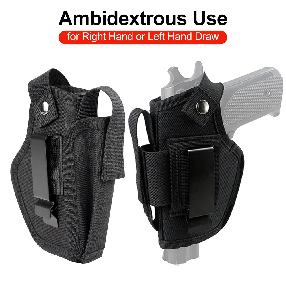 Outdoor Tactical Concealed Carry Gun Holster Belt with Bullet Clip – IWB/OWB Airsoft & Handgun Pistol Storage Bag for Hunting