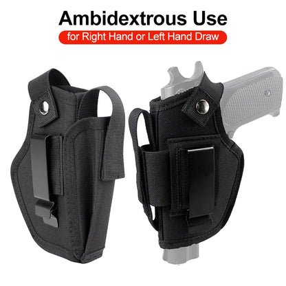 Outdoor Tactical Concealed Carry Gun Holster Belt with Bullet Clip – IWB/OWB Airsoft & Handgun Pistol Storage Bag for Hunting
