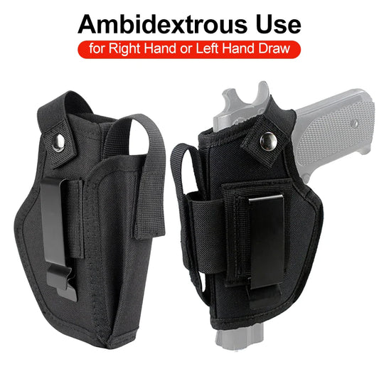 Outdoor Tactical Concealed Carry Gun Holster Belt with Bullet Clip – IWB/OWB Airsoft & Handgun Pistol Storage Bag for Hunting