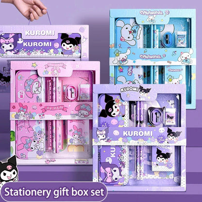 Sanrio Kawaii Stationery Gift Box – 12-Piece School Supplies Set with Kuromi, My Melody & Cinnamoroll for Girls