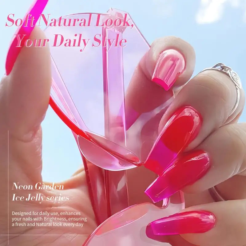BORN PRETTY 7ml 6Pcs Soda Ice Jelly Gel Nail Polish Set - Gorgeous Full Coverage, Semi-Permanent Soak Off UV Gel Varnish