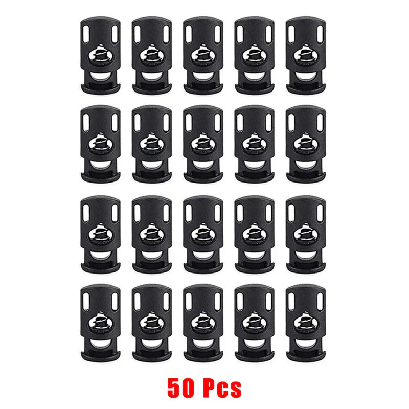 50pcs Plastic Cord Lock Toggle – DIY Spring Stopper for Lanyards, Drawstrings, Shoelaces & Clothing