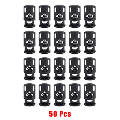 50pcs Plastic Cord Lock Toggle – DIY Spring Stopper for Lanyards, Drawstrings, Shoelaces & Clothing
