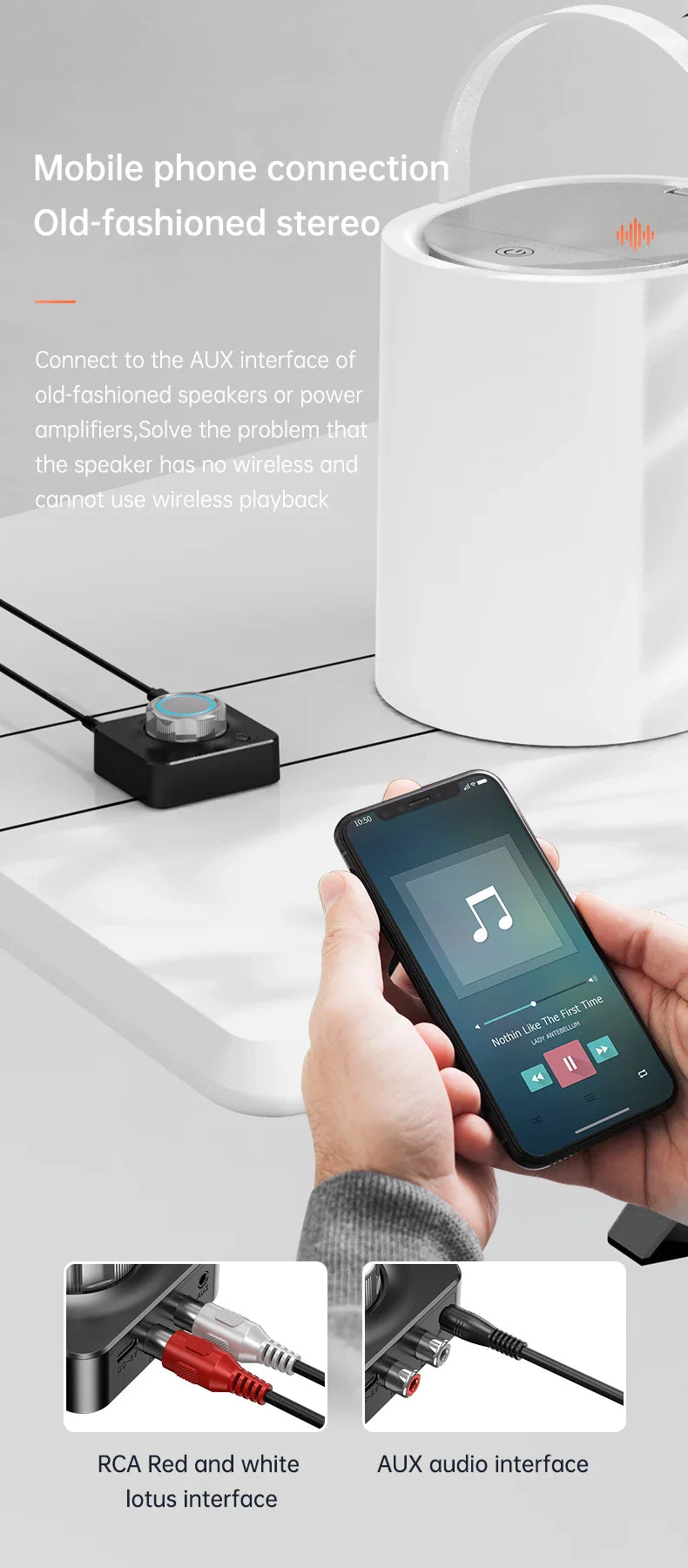 Bluetooth 5.0 Audio Receiver Wireless Adapter | 3D Stereo Music, TF Card, RCA & 3.5mm AUX for Car, Speaker, Amplifier, Headphones