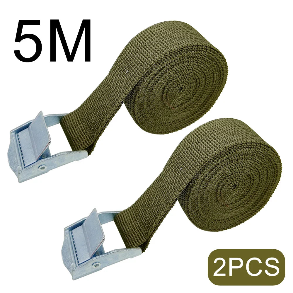 Set of 2 - 5M Car Tension Rope Tie Down Straps: Strong Ratchet Belts for Securing Luggage, Cargo, and Gear - Ideal for Trucks, Motorcycles, Bikes, and Boats