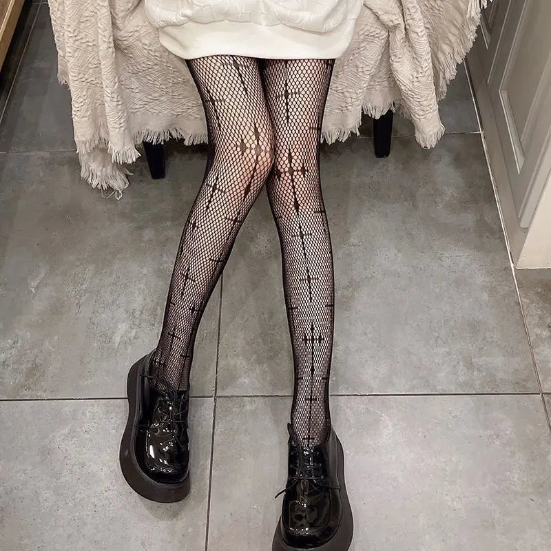 Sexy Women's Leopard Print Mesh Fishnet Pantyhose - Party Tights and Stockings, Lolita JK G Tights for Gothic Fashion