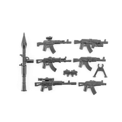Military Building Blocks Soldier Set - Tactical Weapons Figures with Gatling Gun, Rifle, Mortar & Accessories Toy Kit