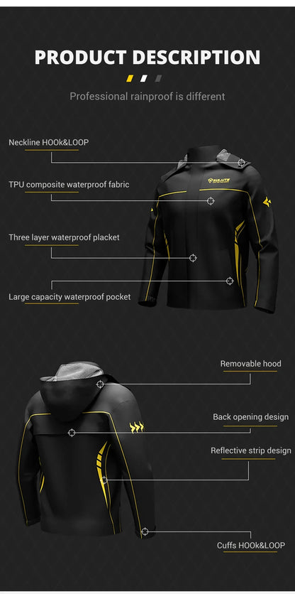 Motorcycle Raincoat Suit - Rainstorm Prevention Jacket & Pants, Camping, Hiking, Fishing, Moto Rain Gear for Riders
