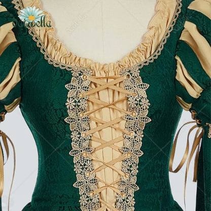 Women’s Renaissance Medieval Dress - Vintage Lace Wide-Sleeve Costume for Renaissance Fairs