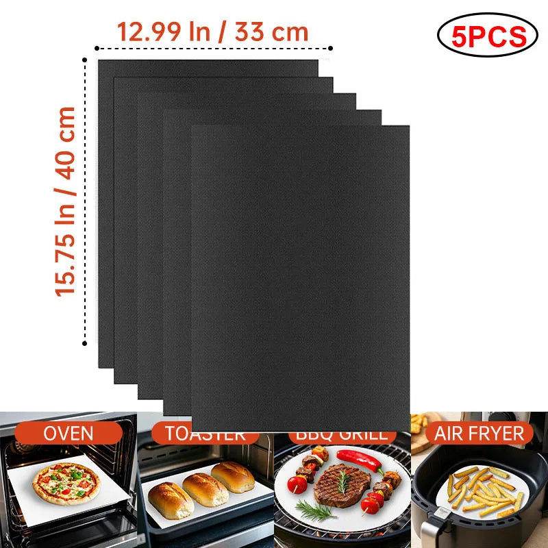 Reusable BBQ Grill & Oven Mat - Non-Stick Heat Resistant Baking Liner for Grilling, Cooking & Oven Protection