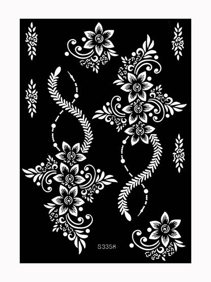Reusable Henna Stencil Templates for Hand & Body – Floral Tattoo Stencils for Women, Weddings & Festivals Body Art Makeup Tools