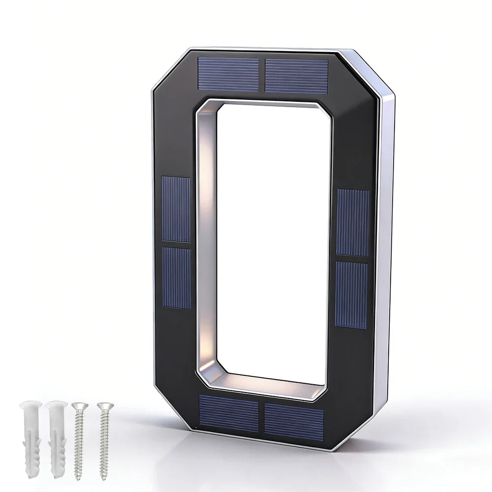 12CM Solar House Number Light - LED Outdoor Address Sign with Light Sensor for Home & Doorway