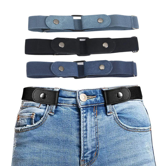 Buckle-Free Adjustable Elastic Stretch Belt - No Buckle Invisible Belt for Men & Women, Casual Jeans, Pants, Dresses - No Hassle Waist Belt