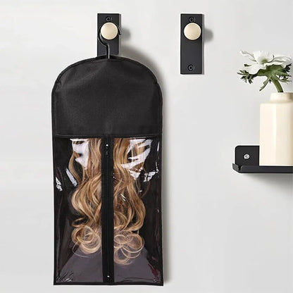 6pcs Long Hair Extension Storage Bags | Non-Woven Dust-Proof Carrier with Plastic Hanger for Home & Salon Organization