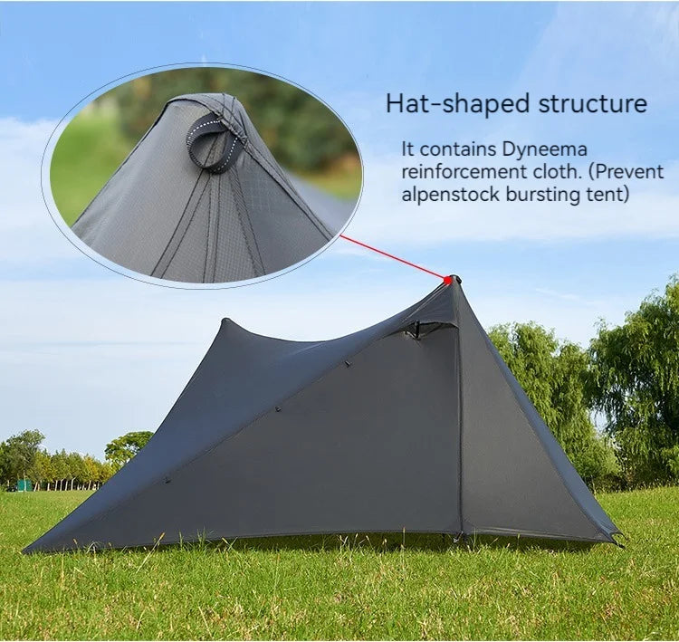 ASTA GEAR Yun Chuan 15D Nylon Ultralight Tent – Double-Sided Silicon-Coated, Rodless Pyramid Design for Camping & Hiking