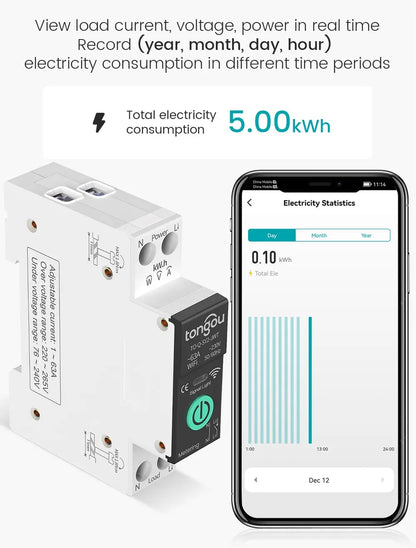 TUYA WiFi/ZigBee Smart Circuit Breaker – MCB with Over Current & Under Voltage Protection, Power Metering, 1-63A Remote Control Switch
