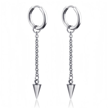 Long Hanging Cross & Leaf Hoop Earrings – Vintage Stainless Steel Hip Hop Unisex Jewelry Accessories