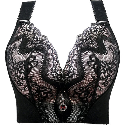 Plus Size Push-Up Bra – Sexy Lace Underwire Full Coverage Lingerie for Curvy Women with Wide Side Wings
