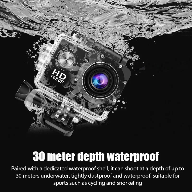 4K Action Camera for Outdoor Sports — 3MP, 900mAh, Waterproof Underwater Case, 2.0" Video Recording