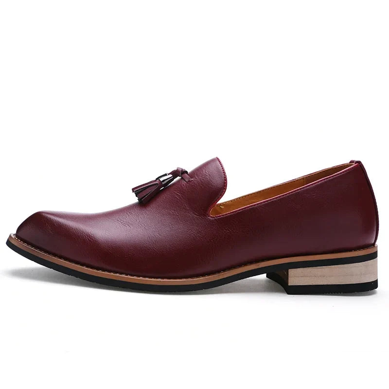 Men’s Leather Slip-On Dress Shoes – Classic Business Formal Oxford Style, Italian Design Flat Shoes for Men