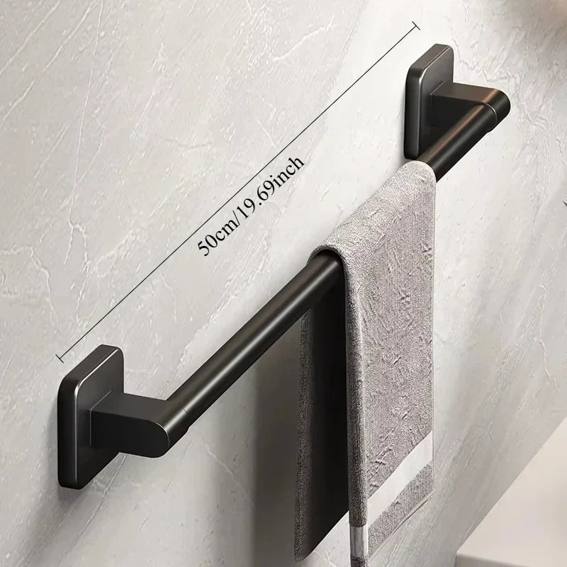 6-Piece Self-Adhesive Bathroom Towel Rack Set – No-Drill Towel Holder Hooks & Shelf