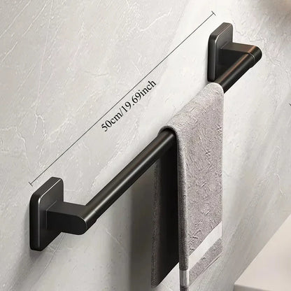 6-Piece Self-Adhesive Bathroom Towel Rack Set – No-Drill Towel Holder Hooks & Shelf