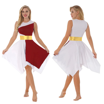 Women’s Liturgical Praise Dance Dress - Irregular Hem Modern Ballet Costume for Choir & Worship Performances