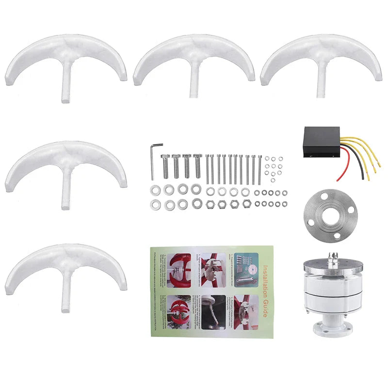3000W Vertical Wind Turbine – 12V/24V/48V Small Windmill with 220V Output for Home & Farm, Includes MPPT Controller