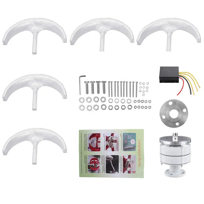3000W Vertical Wind Turbine – 12V/24V/48V Small Windmill with 220V Output for Home & Farm, Includes MPPT Controller