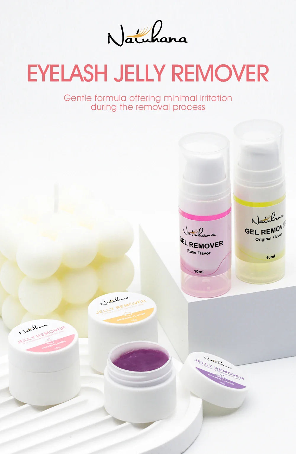 NATUHANA Eyelash Extension Jelly Remover – Fast, Safe, Non-Irritating Gel Glue Remover for Makeup