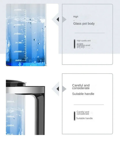 2L Electric Hydrogen Rich Water Kettle - 100-240V Water Ionizer & Filter for Hydrogen Water Generation