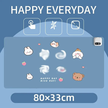 Heating Mouse Pad with Large Office Desktop Shortcut Keys - Dormitory Students' Waterproof Desk Warm Pad for Homework