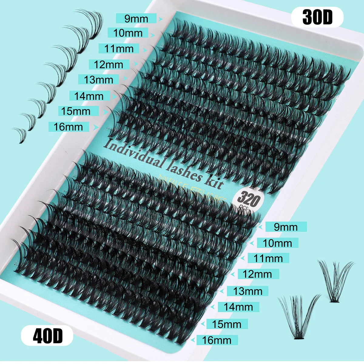 Individual Cluster Lashes – 20-100D Natural Look DIY Eyelash Extensions, 280pcs Mixed Tray Volume Lashes