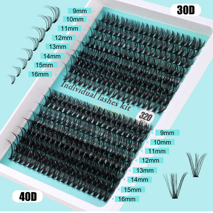 Individual Cluster Lashes – 20-100D Natural Look DIY Eyelash Extensions, 280pcs Mixed Tray Volume Lashes