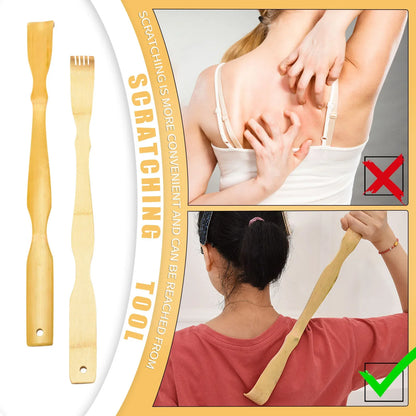 Durable Bamboo Back Scratcher & Body Roller Stick - Wooden Massager for Relaxation and Relief