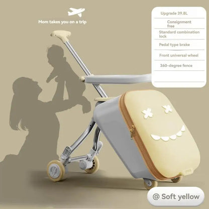 20-Inch Ride-On Kids Luggage with Folding Stroller – Children's Suitcase for Walking and Riding, Travel Bag for Babies