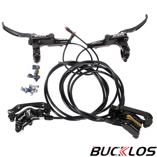 BUCKLOS HD-E735 E-Bike Hydraulic Brake – 4-Piston 1150mm/1950mm Power-Off Brake for MTB, Scooter & Bicycle Parts