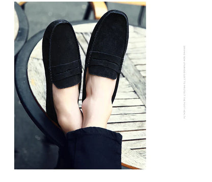 Men's High-Quality Leather Loafers – Casual Moccasins Slip-On Flats, Fashion Driving Shoes, Size 38-49