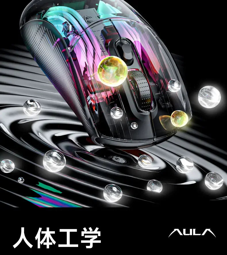 Aula SC630 Custom Gaming Mouse – 3-Mode 2.4G/Bluetooth/USB with Charging Base, Energy-Saving Esports Mouse for PC
